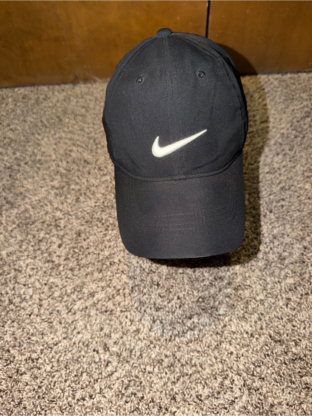 Nike Black Cap with White Swoosh Logo